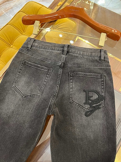 Мужские чёрные джинсы Dolce & Gabbana slim fit Premium   