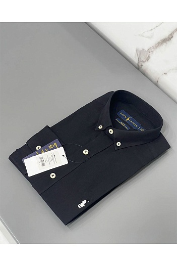 Чёрная рубашка Polo Ralph Lauren logo-embroidered   
