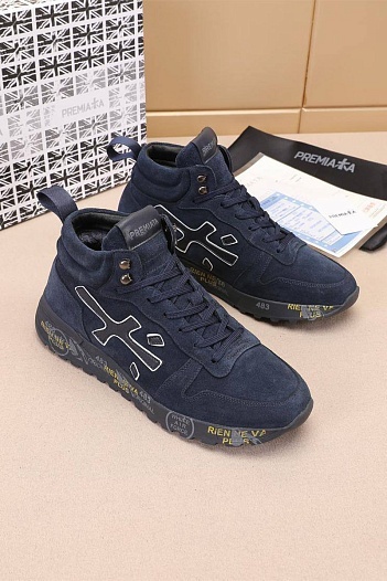 Замшевые кроссовки с мехом Premiata high-top - Navy   