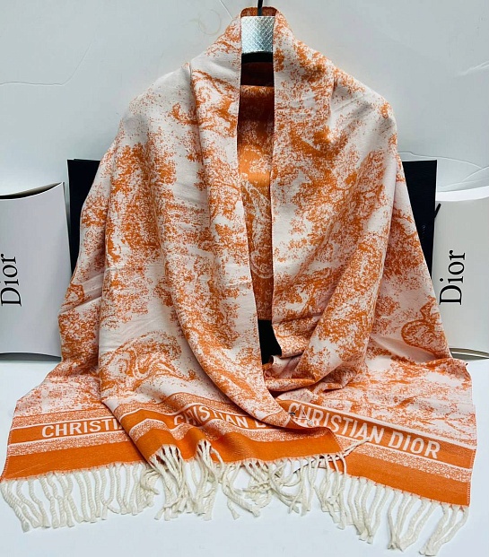 Кашемировый палантин Dior оранжевого цвета