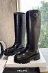 Женские кожаные сапоги Celine чёрного цвета