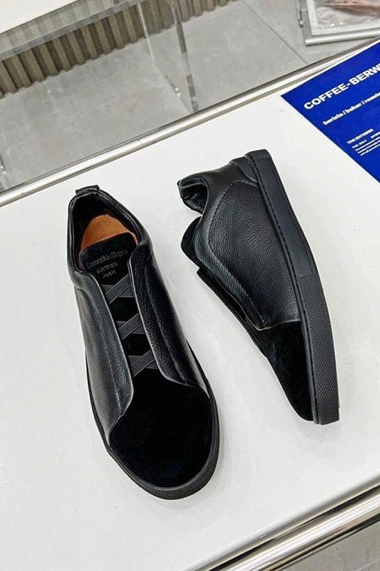 Чёрные комбинированные кроссовки Ermenegildo Zegna