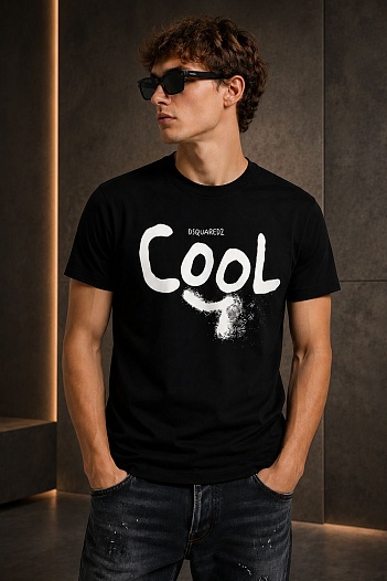 Чёрная оверсайз футболка Dsquared2 Cool-print   