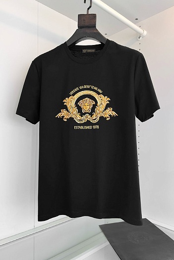 Чёрная футболка Versace Coupe Blason embroidered   