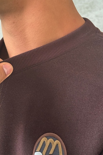 Мужской свитшот Moncler logo-patch - Brown   