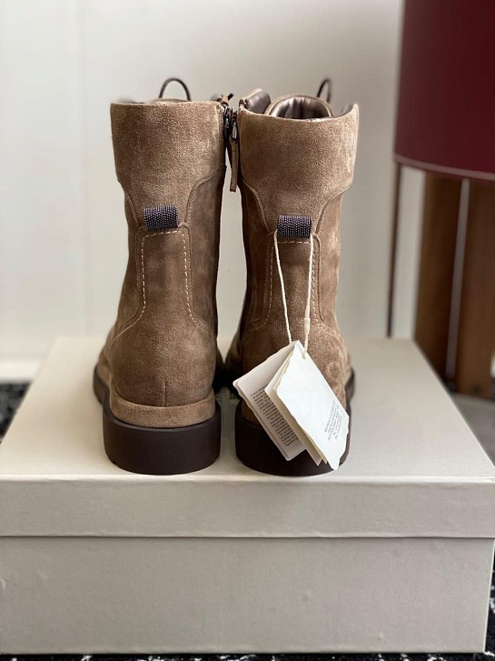 Женские замшевые ботинки Brunello Cucinelli Premium - Brown