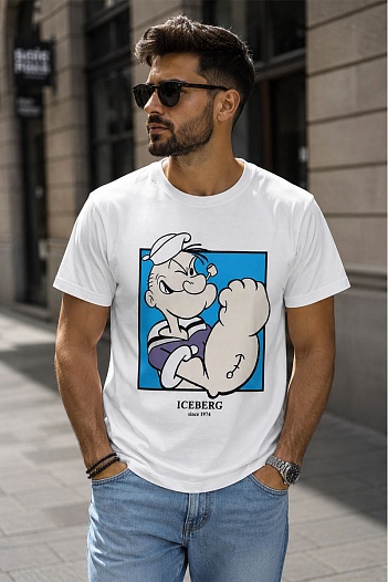 Футболка белого цвета Iceberg Popeye   