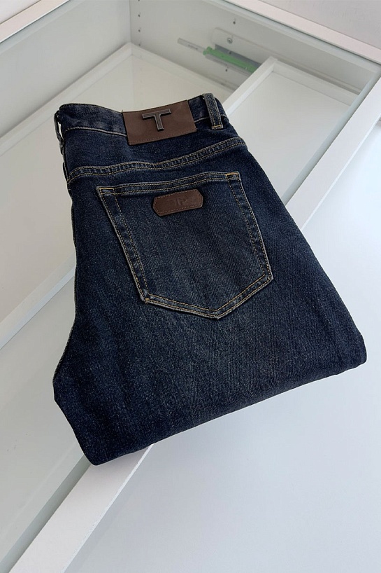 Мужские джинсы Tom Ford logo-patch - Navy