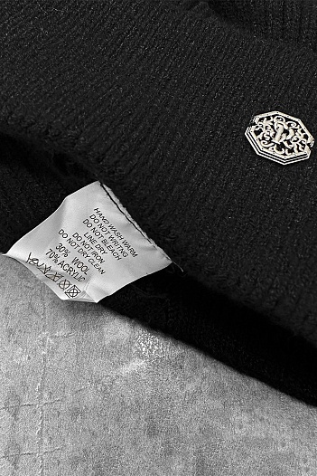 Шапка чёрного цвета Stefano Ricci logo-plaque   