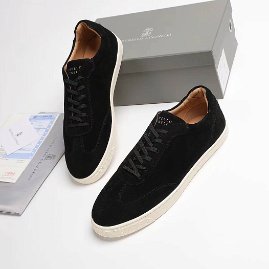 Замшевые кроссовки Brunello Cucinelli logo-print - Black   