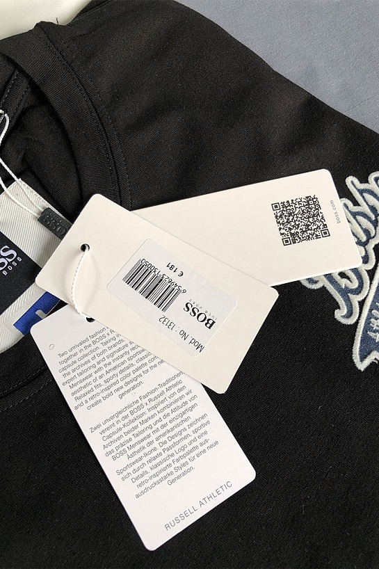 Мужская серая футболка Hugo Boss x Russell Athletic