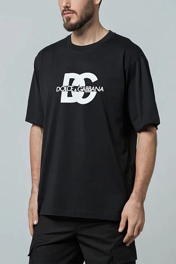 Мужская чёрная футболка Dolce & Gabbana logo-print   