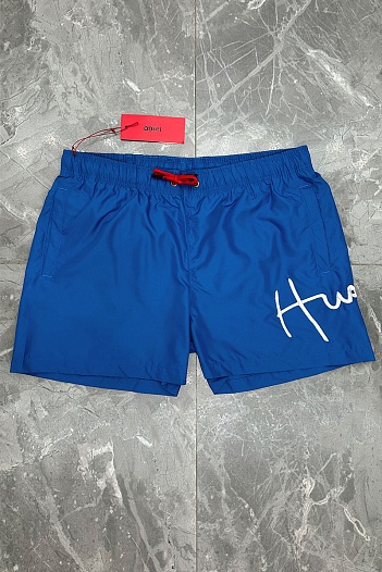 Мужские синие шорты Hugo Boss Dugo logo-embroidered   