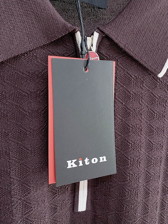 Вязаное поло коричневого цвета Kiton premium