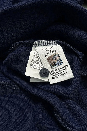 Тёмно-синее поло с длинным рукавом Paul & Shark   