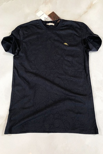 Тёмно-синяя мужская футболка Etro embroidered-logo   
