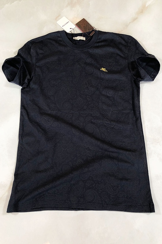Тёмно-синяя мужская футболка Etro embroidered-logo