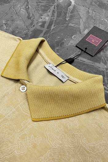 Жёлтое поло Etro с узором пейсли   