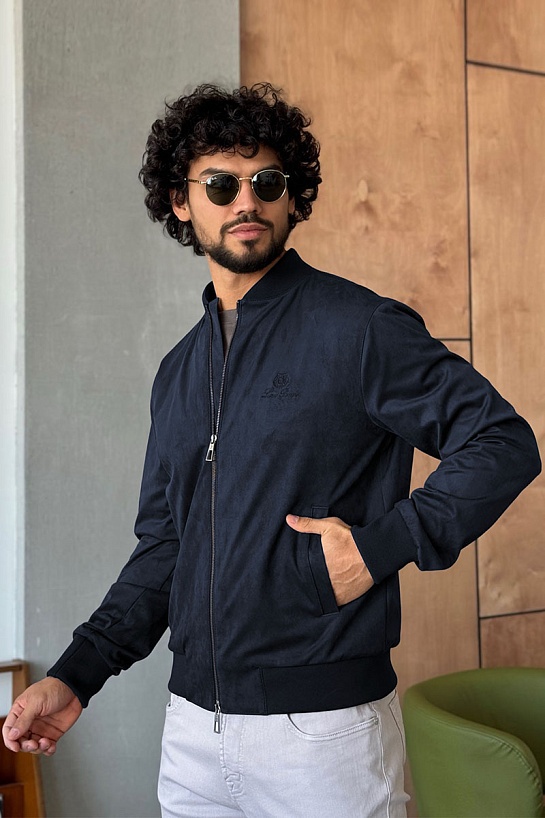 Мужской тёмно-синий бомбер Loro Piana