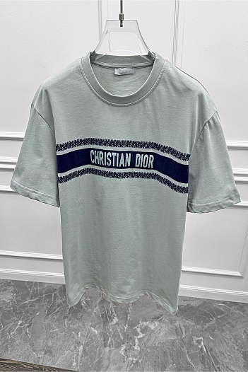 Мужская оверсайз футболка Dior - Grayish Green   