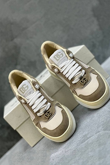 Женские комбинированные кроссовки Dolce&Gabbana New Roma   