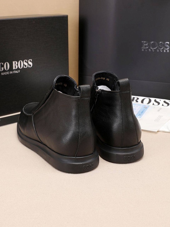 Кожаные лоферы с мехом Hugo Boss high-top - Black