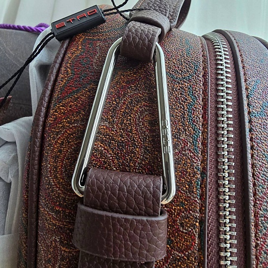 Кожаный рюкзак Etro с узором плейсли 30x24 см