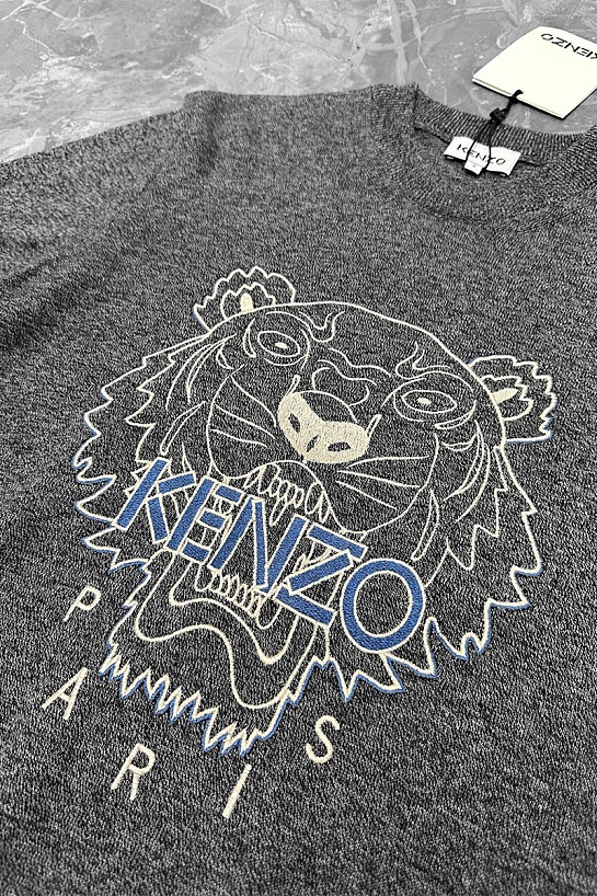 Серый свитер Kenzo Tiger logo-embroidered