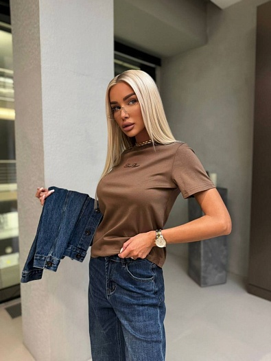 Женская базовая футболка Loro Piana premium - Brown   