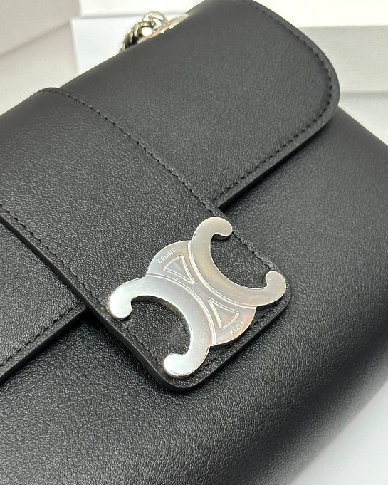Женская сумка Celine Victorire Medium Premium 21x12x7 см - Black / Silver