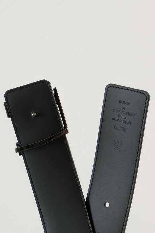 Кожаный ремень Louis Vuitton Initiales Damier Graphite (ширина 4 см)