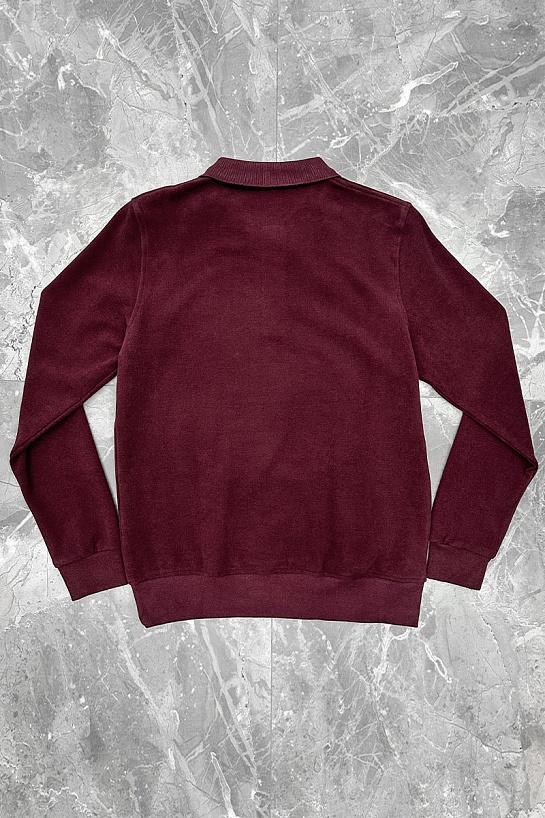 Бордовое поло с длинным рукавом Paul & Shark