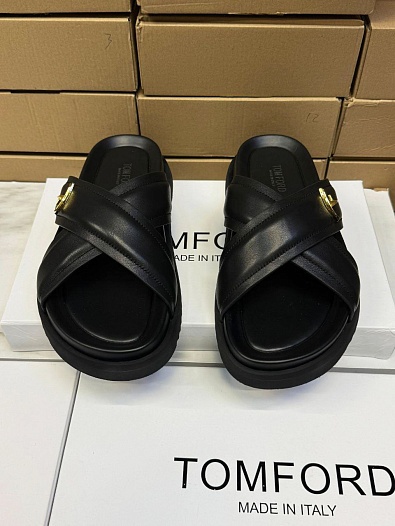 Кожаные шлёпанцы Tom Ford Preston - Black   