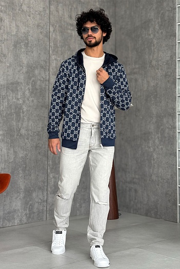 Двусторонняя кофта Gucci GG monogram - Navy   