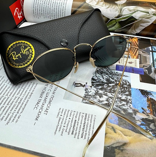 Солнцезащитные очки Ray-Ban Round Metal - Green / Gold