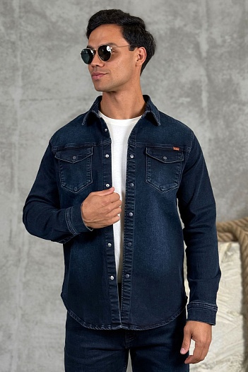 Джинсовая рубашка Loro Piana тёмно-синего цвета   