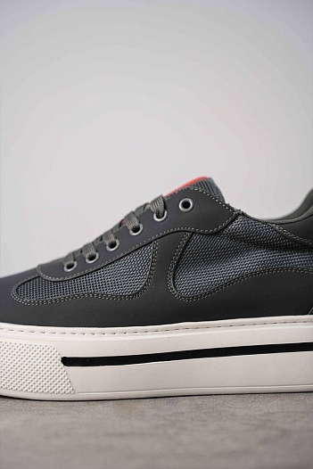 Комбинированные кроссовки Prada logo-stripe - Grey   