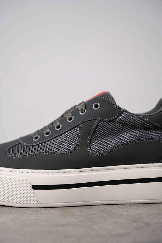 Комбинированные кроссовки Prada logo-stripe - Grey