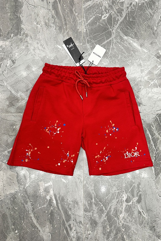 Красные шорты Dior Paint Splatter