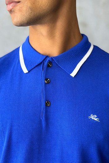 Поло с длинным рукавом Etro Pegaso logo - Blue   