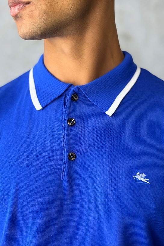 Поло с длинным рукавом Etro Pegaso logo - Blue