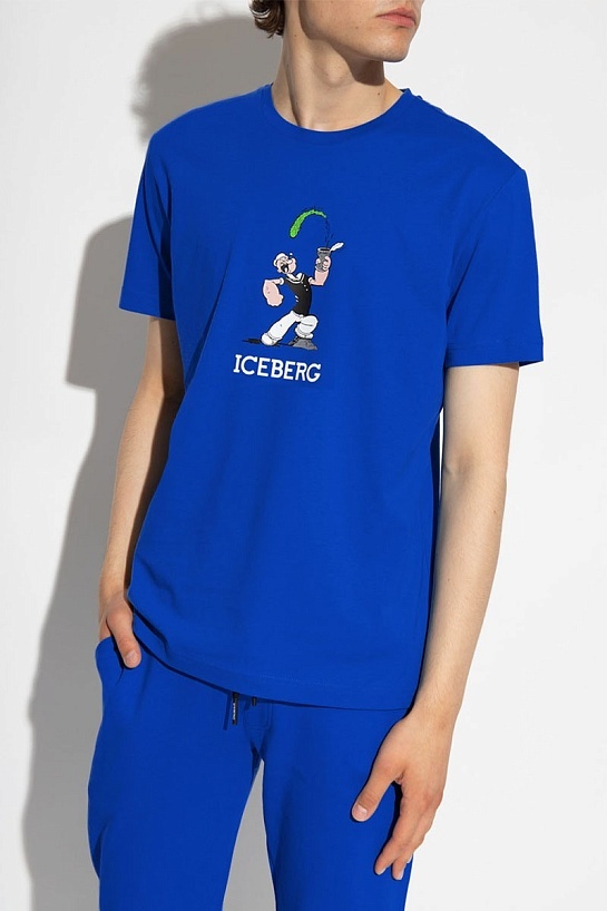 Мужская синяя футболка Iceberg Popeye Spinach