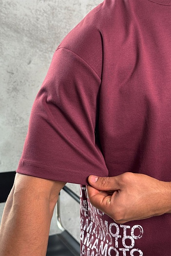 Мужская бордовая футболка Y-3 Yohji Yamamoto   
