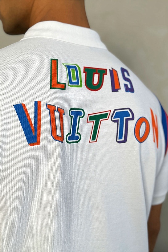 Мужское поло белого цвета Louis Vuitton logo-print