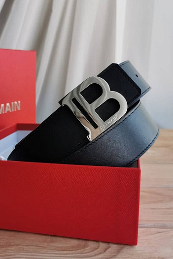 Чёрный кожаный ремень Balmain (длина 100 / 105 см)   