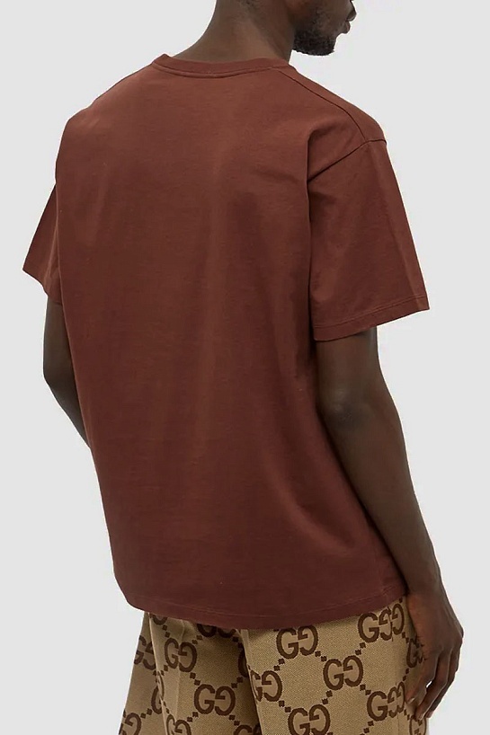 Брендовая оверсайз футболка Gucci 1921 logo - Brown