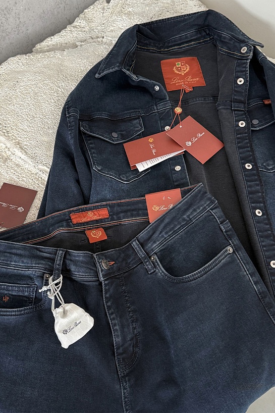 Джинсовая рубашка Loro Piana тёмно-синего цвета