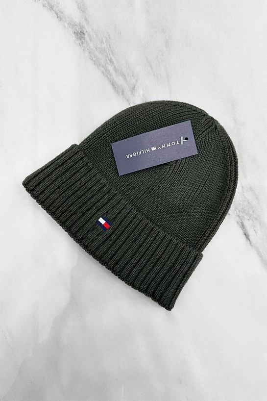 Шапка цвета хаки Tommy Hilfiger essential flag