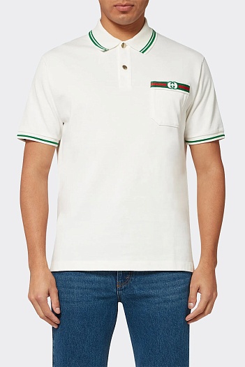 Мужское поло Gucci Interlocking G - Pearl White   