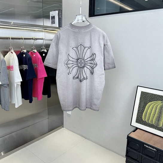 Бежевая оверсайз футболка Chrome Hearts Premium